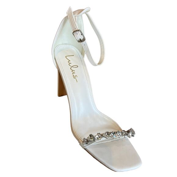 Lulus White Crystal Studded Strappy Sandals 9 - Picture 3 of 7